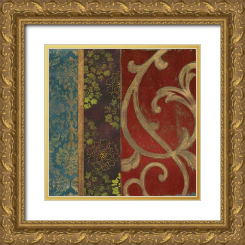 Embroidered I Gold Ornate Wood Framed Art Print with Double Matting by PI Studio
