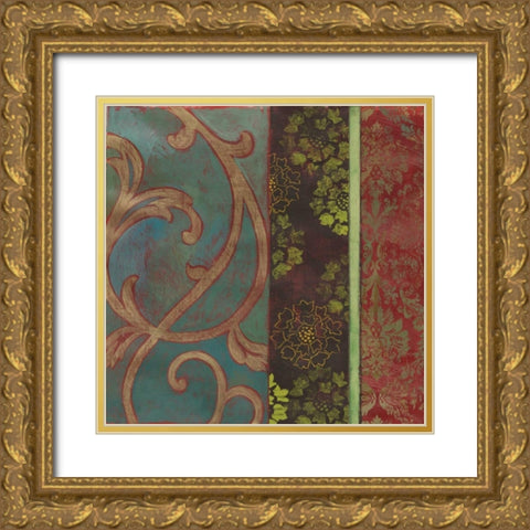 Embroidered II Gold Ornate Wood Framed Art Print with Double Matting by PI Studio