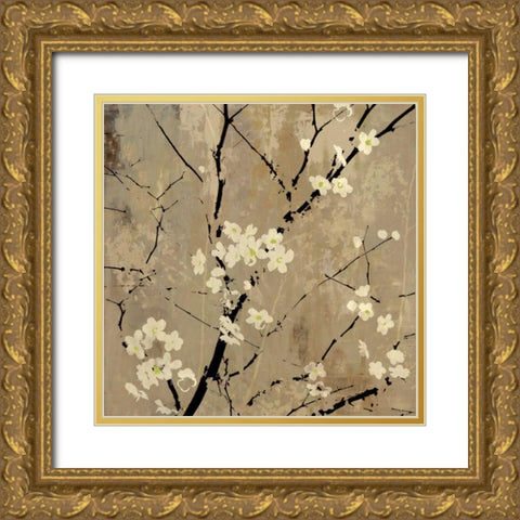 Blossom Abstracted Gold Ornate Wood Framed Art Print with Double Matting by PI Studio