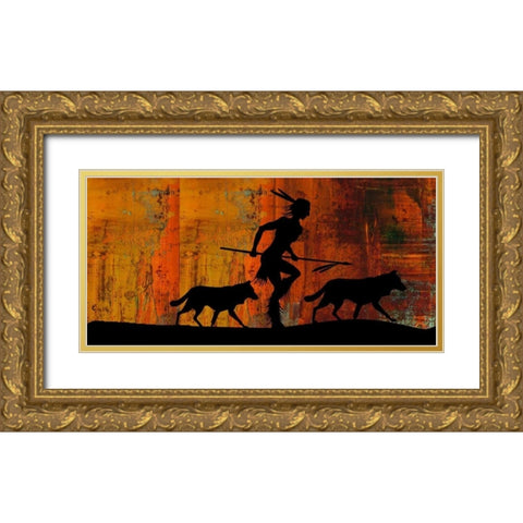 Narrow Fire Gold Ornate Wood Framed Art Print with Double Matting by PI Studio