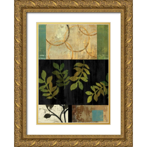 Leaves of Green I Gold Ornate Wood Framed Art Print with Double Matting by PI Studio