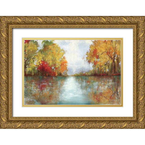 Forest Reflection Gold Ornate Wood Framed Art Print with Double Matting by PI Studio