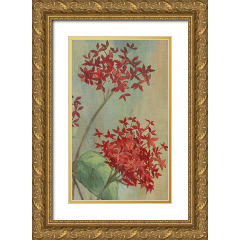 Summer Flowers II Gold Ornate Wood Framed Art Print with Double Matting by PI Studio
