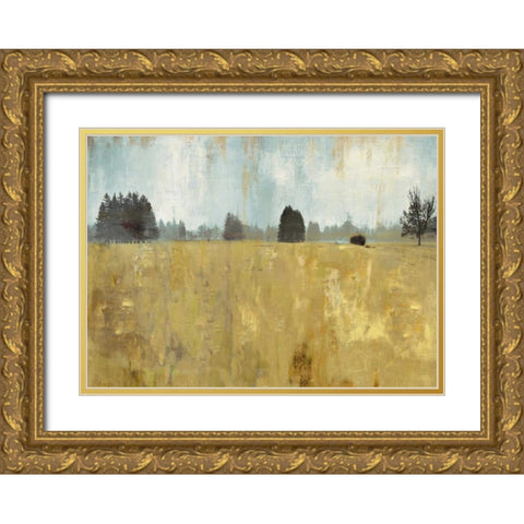 Golden Fields Gold Ornate Wood Framed Art Print with Double Matting by PI Studio