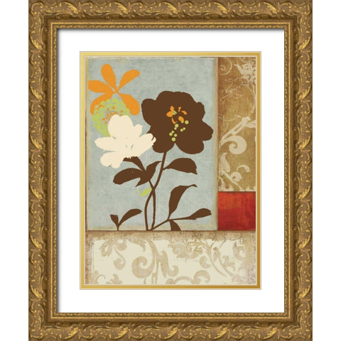 Floral Damask I Gold Ornate Wood Framed Art Print with Double Matting by PI Studio