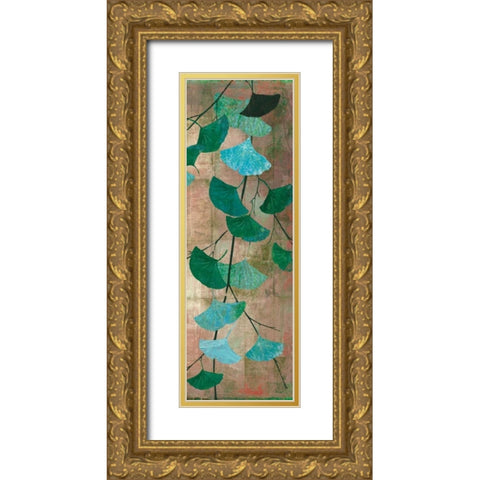 Azure Branch II Gold Ornate Wood Framed Art Print with Double Matting by PI Studio