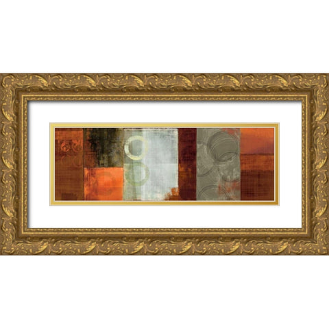 Copper Segments Gold Ornate Wood Framed Art Print with Double Matting by PI Studio