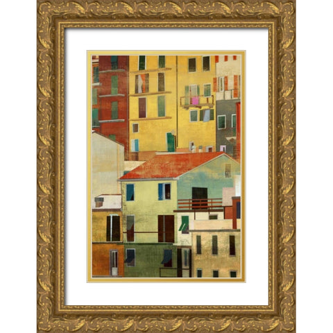 Manarola II Gold Ornate Wood Framed Art Print with Double Matting by PI Studio