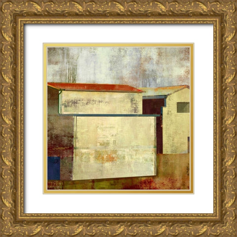 Abstract Construction I Gold Ornate Wood Framed Art Print with Double Matting by PI Studio