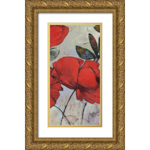 Red Poppy I Gold Ornate Wood Framed Art Print with Double Matting by PI Studio