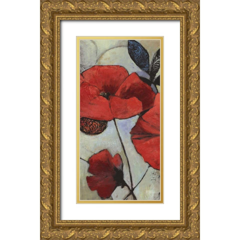 Red Poppy II Gold Ornate Wood Framed Art Print with Double Matting by PI Studio
