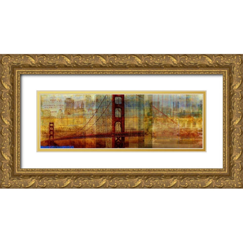 Sunset Bridge Gold Ornate Wood Framed Art Print with Double Matting by PI Studio