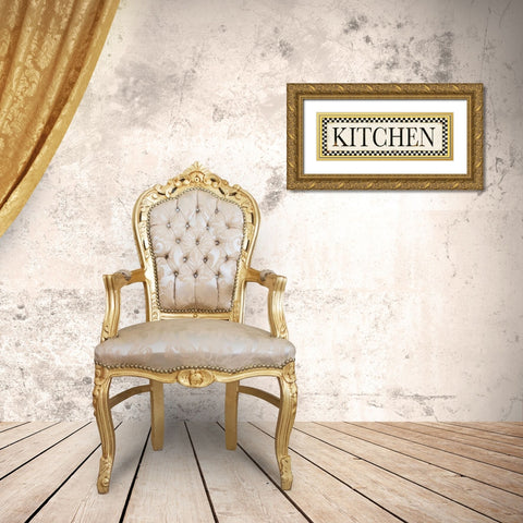 Kitchen Checks Gold Ornate Wood Framed Art Print with Double Matting by PI Studio