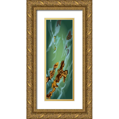 Liquid Gold Gold Ornate Wood Framed Art Print with Double Matting by PI Studio