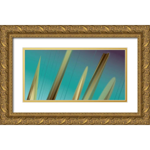 Shards Gold Ornate Wood Framed Art Print with Double Matting by PI Studio