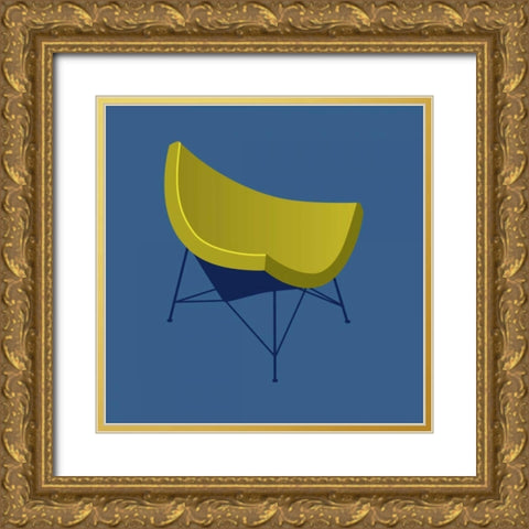 Mid Century Chair I Gold Ornate Wood Framed Art Print with Double Matting by PI Studio