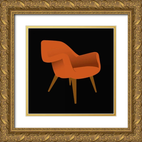 Mid Century Chair II Gold Ornate Wood Framed Art Print with Double Matting by PI Studio
