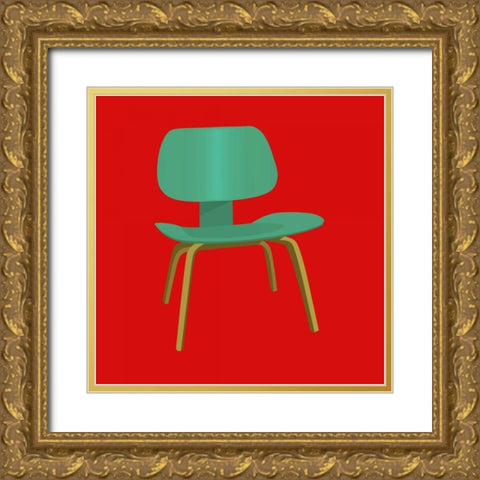 Mid Century Chair III Gold Ornate Wood Framed Art Print with Double Matting by PI Studio