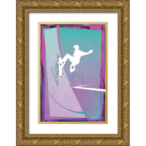 Skate Gold Ornate Wood Framed Art Print with Double Matting by PI Studio
