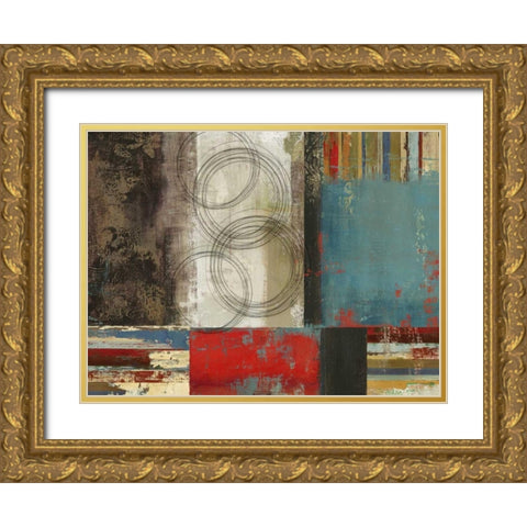 Spheres and Stripes Gold Ornate Wood Framed Art Print with Double Matting by PI Studio