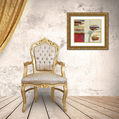 Orbs and Stripes Gold Ornate Wood Framed Art Print with Double Matting by PI Studio