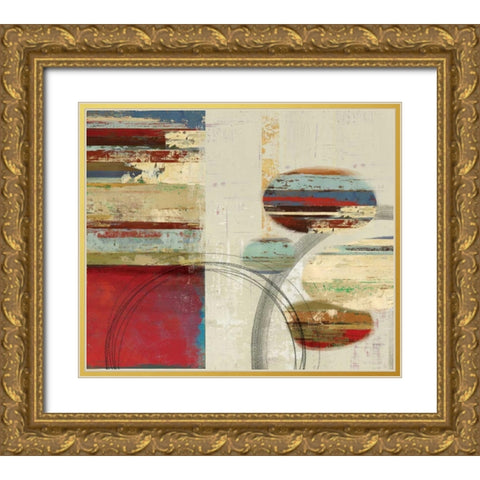 Orbs and Stripes Gold Ornate Wood Framed Art Print with Double Matting by PI Studio