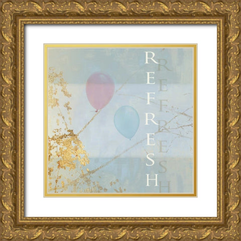 Refresh Balloons Gold Ornate Wood Framed Art Print with Double Matting by PI Studio