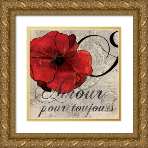 Amour Toujours Gold Ornate Wood Framed Art Print with Double Matting by PI Studio