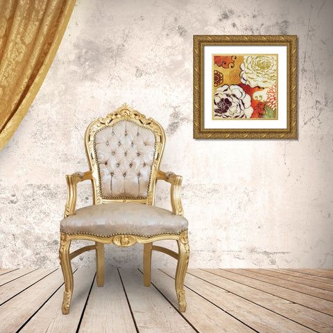 Silk Embers Gold Ornate Wood Framed Art Print with Double Matting by PI Studio