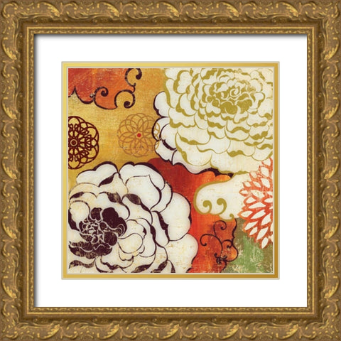 Silk Embers Gold Ornate Wood Framed Art Print with Double Matting by PI Studio