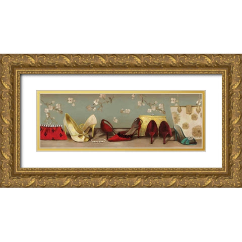 Shoe Lineup Gold Ornate Wood Framed Art Print with Double Matting by PI Studio