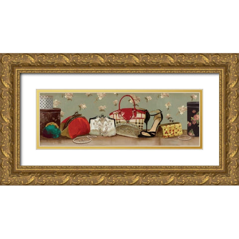 Purse Lineup Gold Ornate Wood Framed Art Print with Double Matting by PI Studio