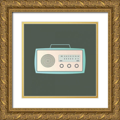 MCM Radio I Gold Ornate Wood Framed Art Print with Double Matting by PI Studio