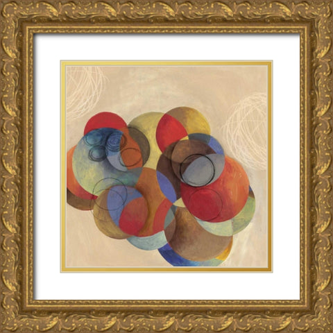 Cubist Circles Gold Ornate Wood Framed Art Print with Double Matting by PI Studio