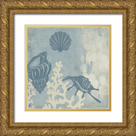 Ocean Life I Gold Ornate Wood Framed Art Print with Double Matting by PI Studio