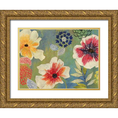 Folk Garden Gold Ornate Wood Framed Art Print with Double Matting by PI Studio