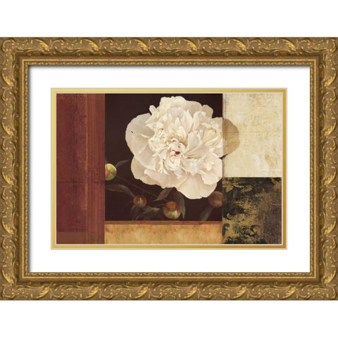 Bronzed Floral Gold Ornate Wood Framed Art Print with Double Matting by PI Studio