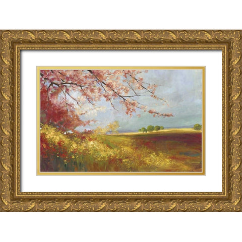 In the Field Gold Ornate Wood Framed Art Print with Double Matting by PI Studio