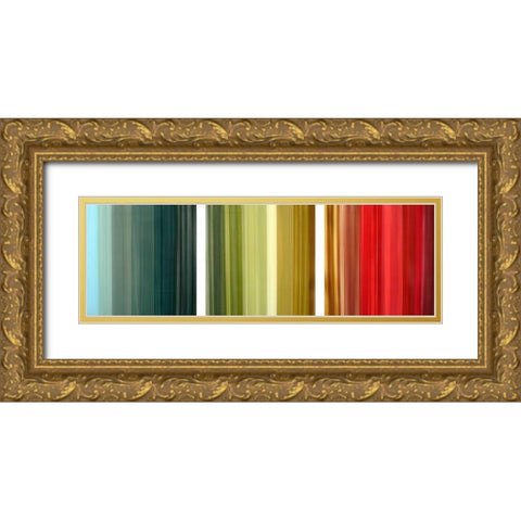 Aurora Lights Gold Ornate Wood Framed Art Print with Double Matting by PI Studio