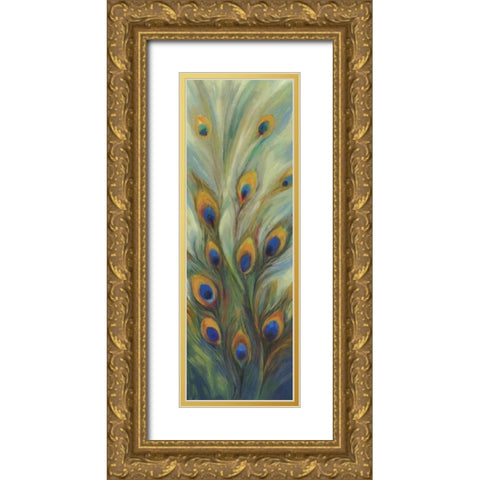 Peacock Tale Gold Ornate Wood Framed Art Print with Double Matting by PI Studio