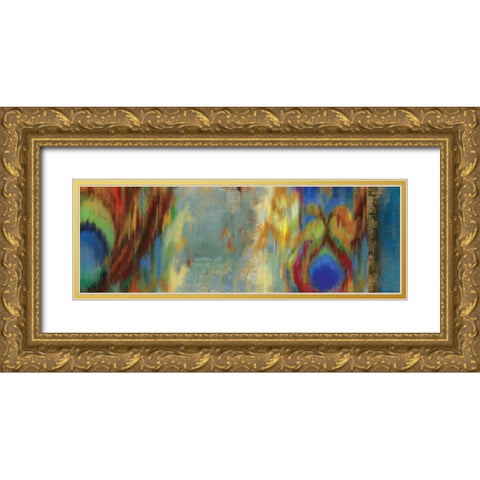 Peacock Abstract Gold Ornate Wood Framed Art Print with Double Matting by PI Studio