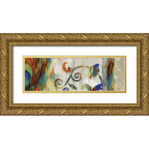 Peacock Trellis Gold Ornate Wood Framed Art Print with Double Matting by PI Studio