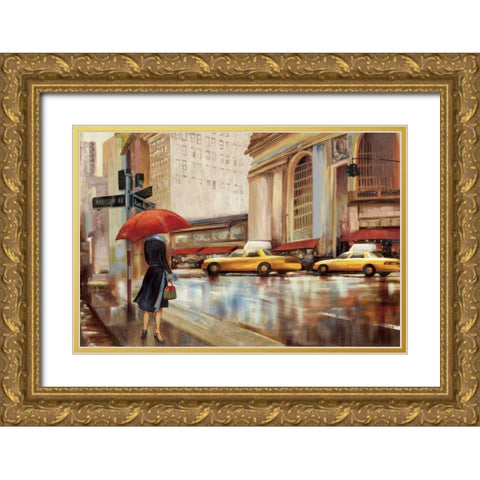 In the City Gold Ornate Wood Framed Art Print with Double Matting by PI Studio