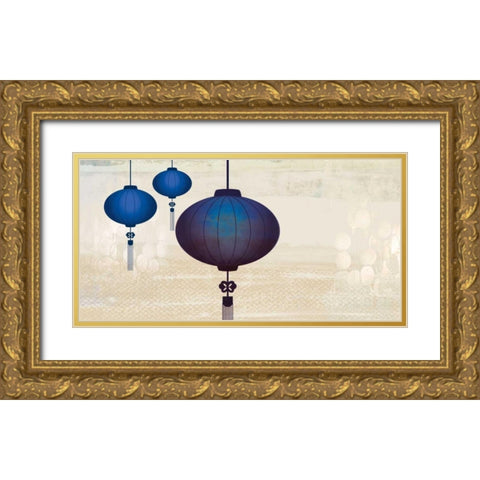 Midnight Lanterns I Gold Ornate Wood Framed Art Print with Double Matting by PI Studio