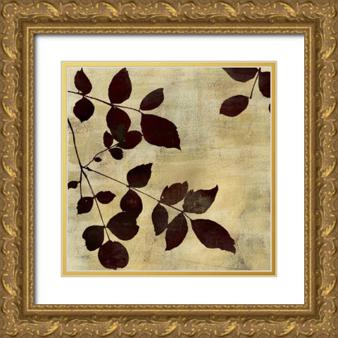 Leaf Study Gold Ornate Wood Framed Art Print with Double Matting by PI Studio