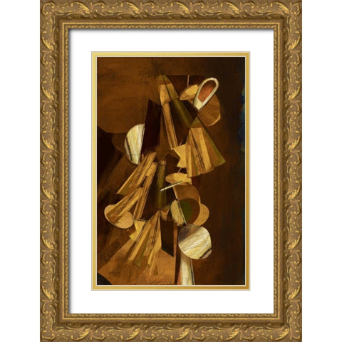 Dynamic III Gold Ornate Wood Framed Art Print with Double Matting by PI Studio