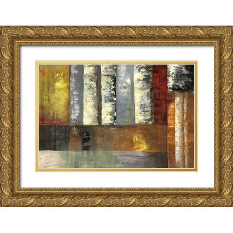 Abstracted Birches I Gold Ornate Wood Framed Art Print with Double Matting by PI Studio