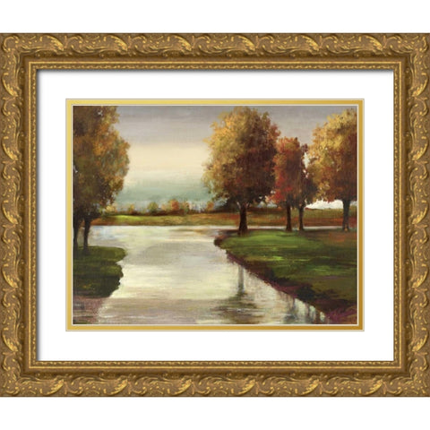 Silver Creek Gold Ornate Wood Framed Art Print with Double Matting by PI Studio