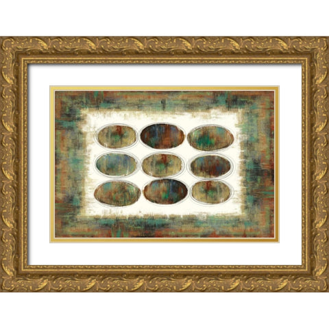 Tribal Pattern Gold Ornate Wood Framed Art Print with Double Matting by PI Studio
