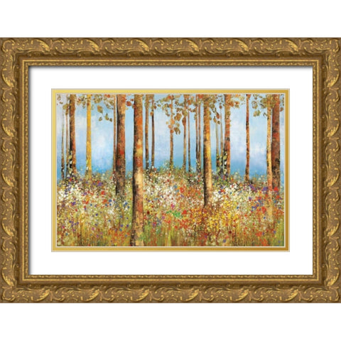 Field of Flowers Gold Ornate Wood Framed Art Print with Double Matting by PI Studio